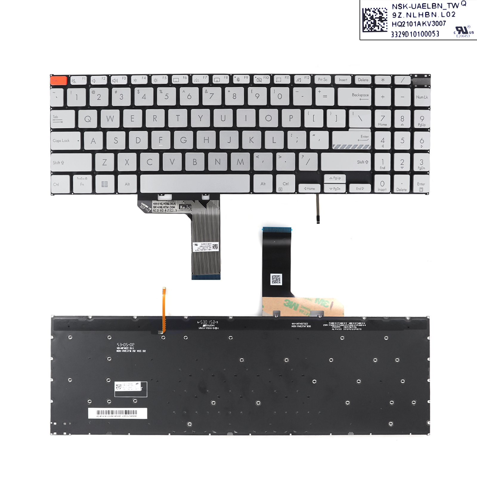 Picture of New Replacement Laptop Keyboard For Asus Vivobook Pro 15X K6501 ZM M6501 Silver（Backlit，win8） US Layout