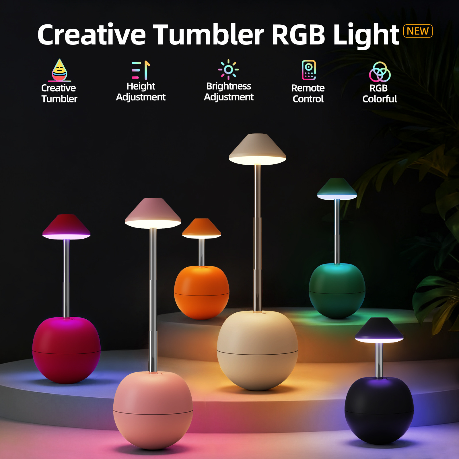 LED night light, innovative decorative desk lamp, bedroom desktop, bedside ambient light, remote control charging model view 2