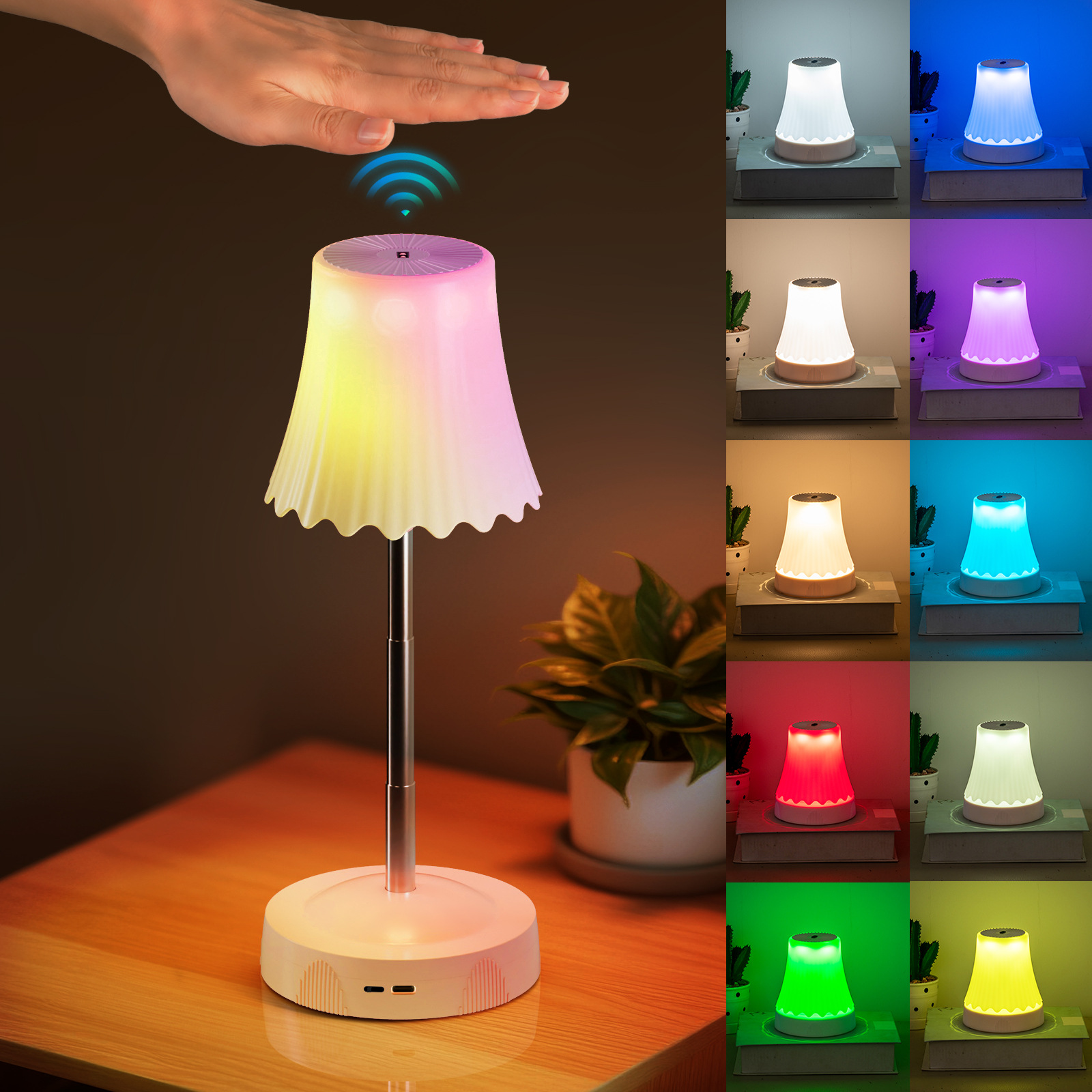 Human gesture sensing ambient light creative internet celebrity dormitory bedroom bedside lamp charging small night light battery model USB charging