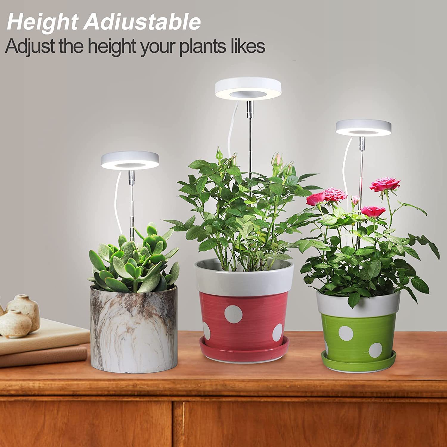 2pcs/pot LED telescopic plant growth lamp, fill light, angel ring, 7W warm white light, indoor dimmable