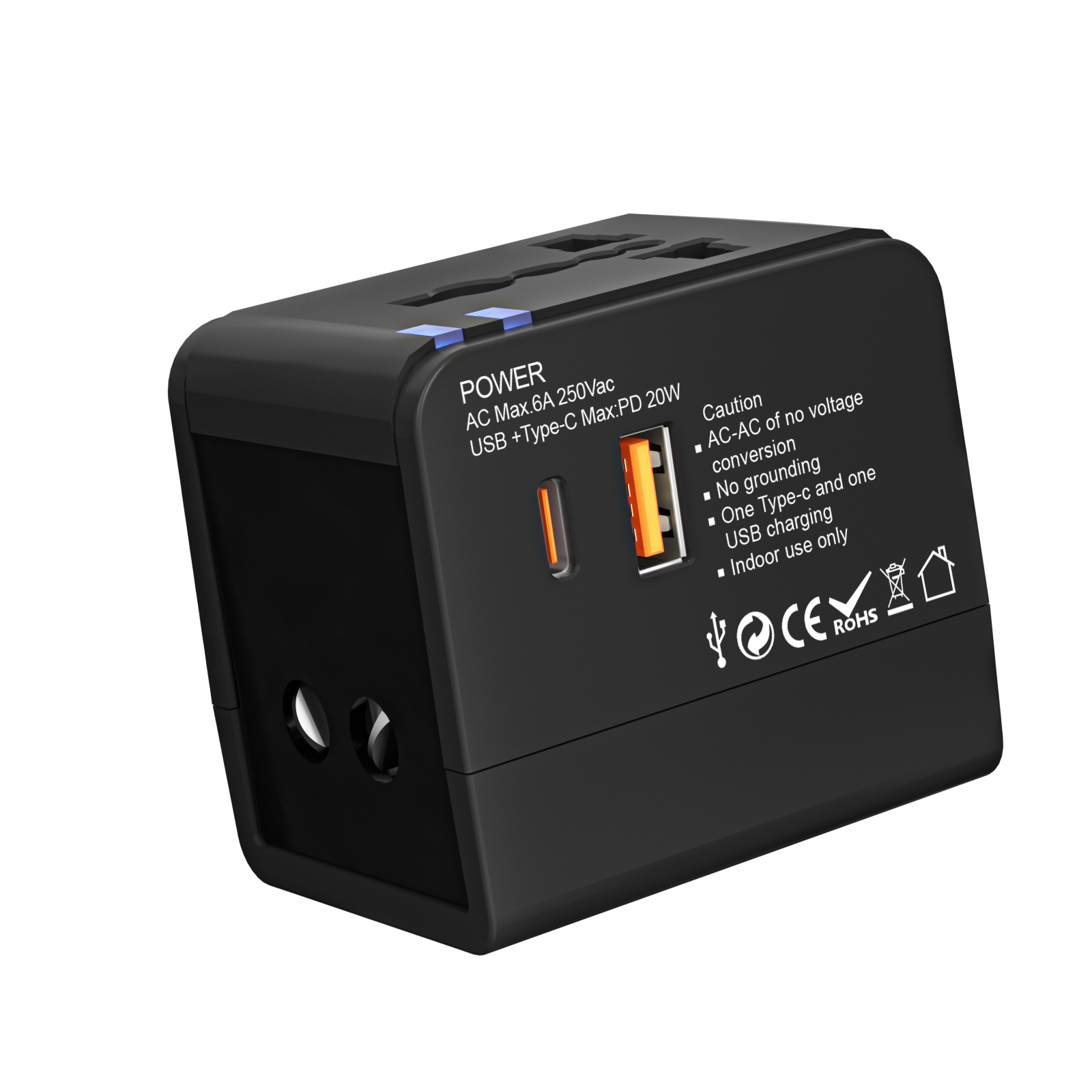 Picture of 20W fast charging adapter, travel adapter socket, smart one-to-many fast charging adapter, plug converter, 1 USB+1 TYPE-C PD 20W fast charging