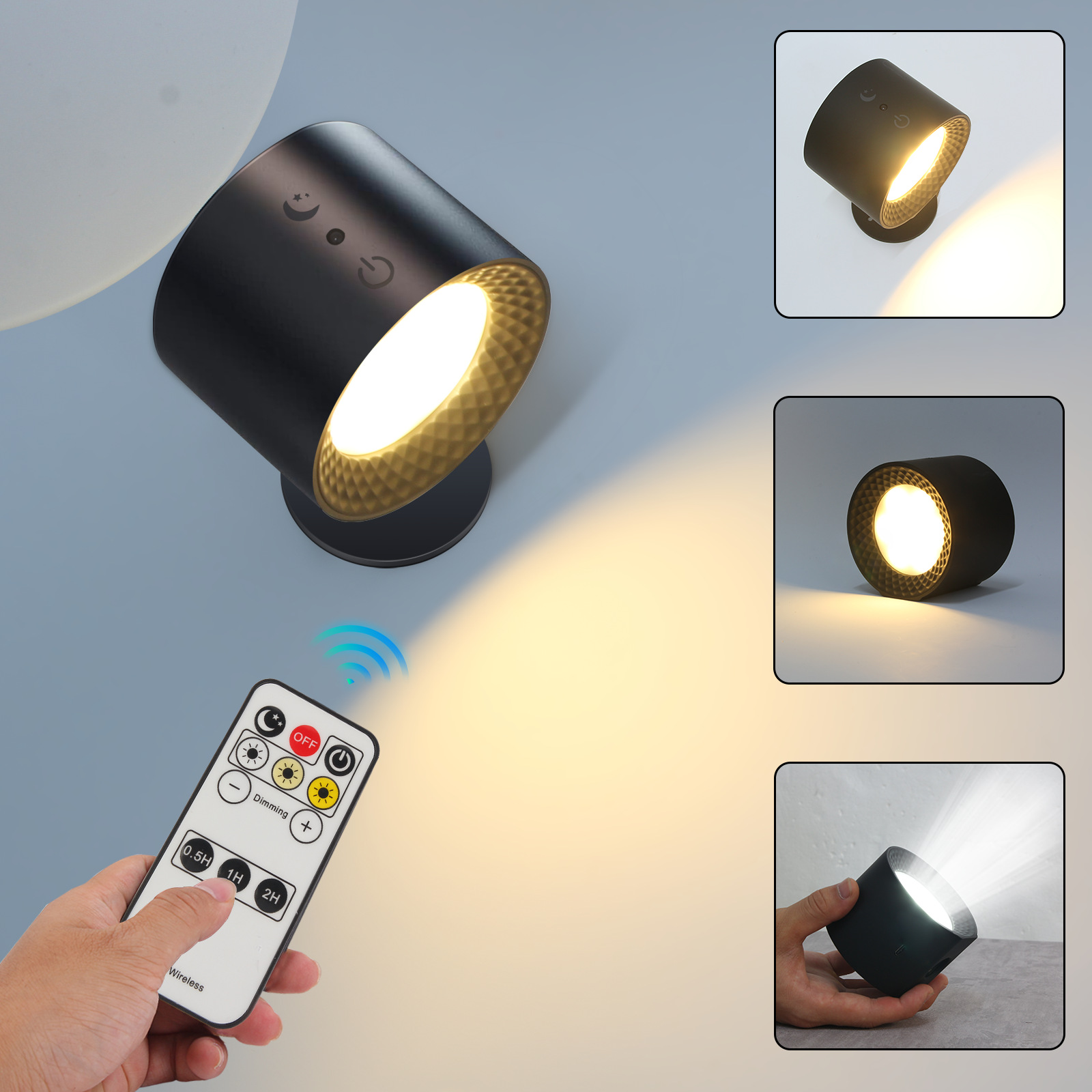 2pcs/pot remote control magnetic touch wall lamp magnetic wall lamp tri color temperature adjustable indoor wall lamp remote control night light USB rechargeable
