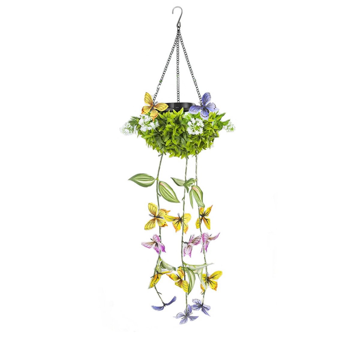 2pcs/pot outdoor artificial plant solar butterfly ivy lamp waterproof artificial hanging plant garden balcony landscape decorative lamp