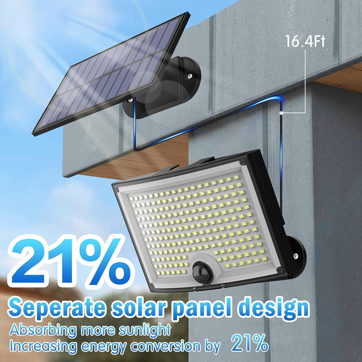 Solar lighting fixtures, household street lamps, garden lamps, door sensor lights, outdoor waterproof wall lamps, split lamps, solar wall lamps view 2