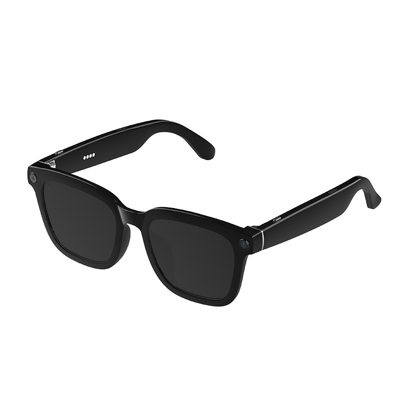 Picture of Black Smart Sunglasses ChatGPT AI Recognition Real Time Translation 800MP Camera Photo Video Shooting Bluetooth 5.3 Noise Reduction 220mAh Magnetic Charging Outdoor Smart Glasses