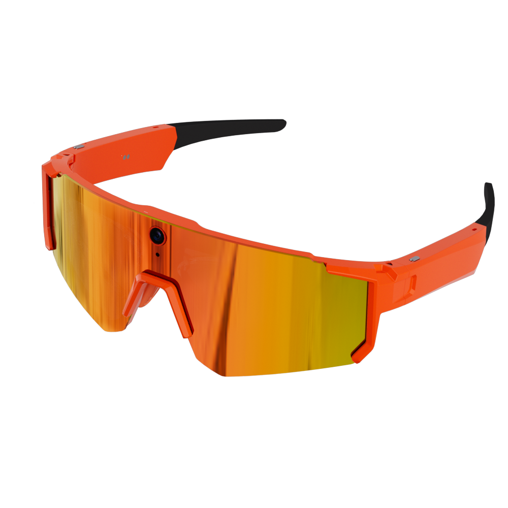 Picture of Outdoor Cycling Orange Smart Glasses 800MP High Definition Camera Anti-shake Video Recording AI Shooting ChatGPT Supported IP54 Waterproof Sports Protective Goggles