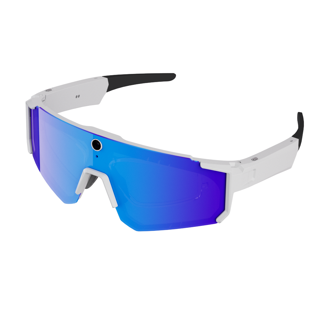 Picture of White Ice Blue Smart Camera Glasses, 800MP HD Video Recording Anti Shake AI Shooting ChatGPT Enabled IP54 Waterproof Outdoor Cycling Sports Goggles