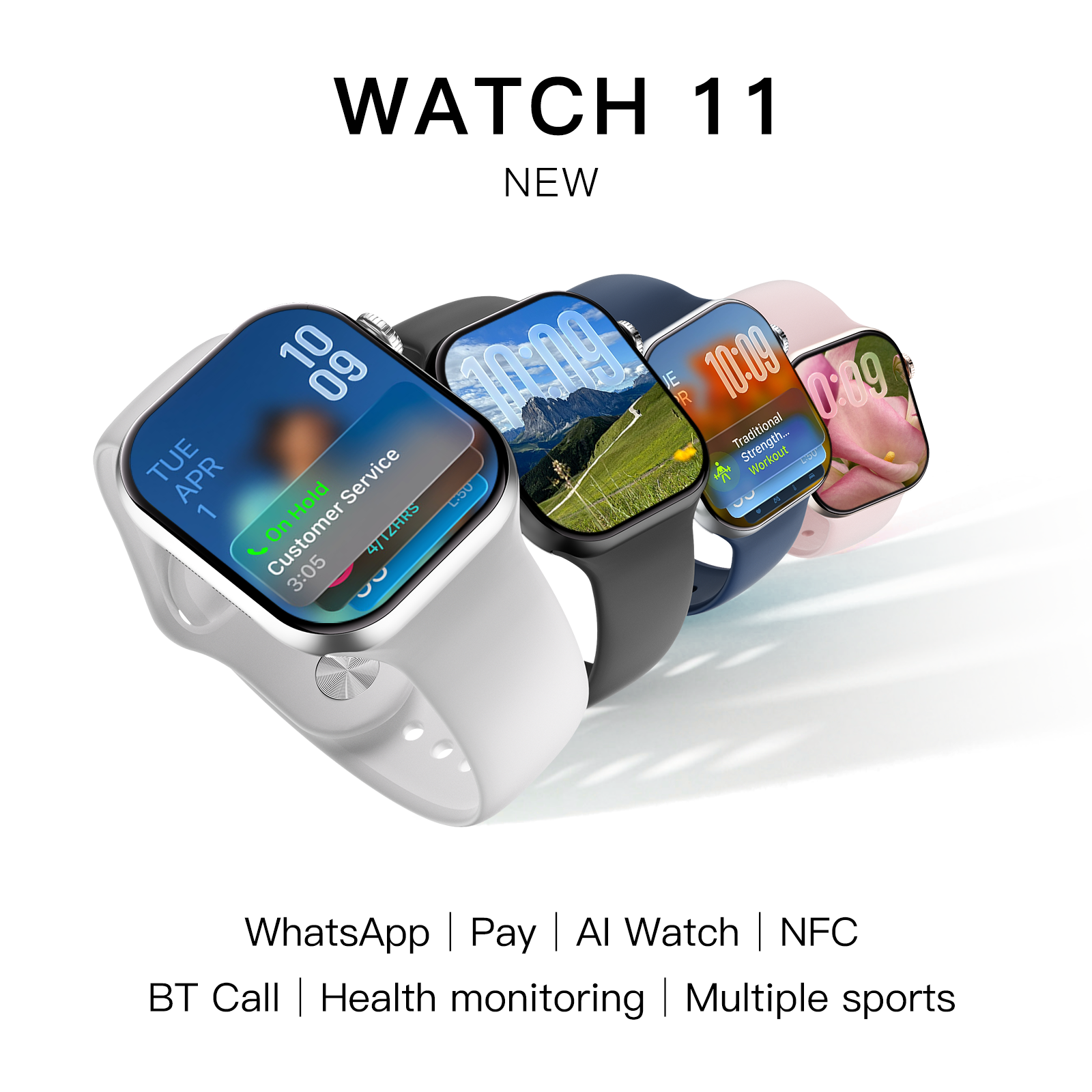 Picture of Silver S11mini Zinc Alloy Smart Watch features portable slim design and 230mAh high-efficiency battery. Supports custom editable menu, pinch-to-answer calls, intelligent translation, compass, noise detection, GPS sports tracking and 24-hour full health monitoring.