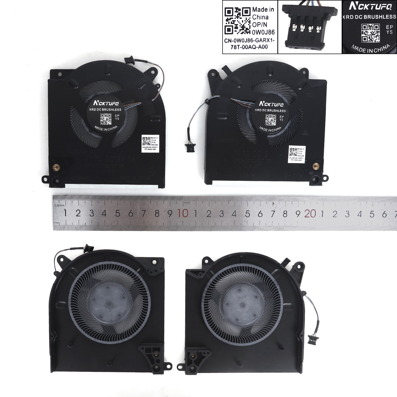 Picture of New Replacement CPU Cooling Fan For DELL M15 R4 R3 0D1X38 0TG9V0 12V （L+R,High copy） N/A Layout