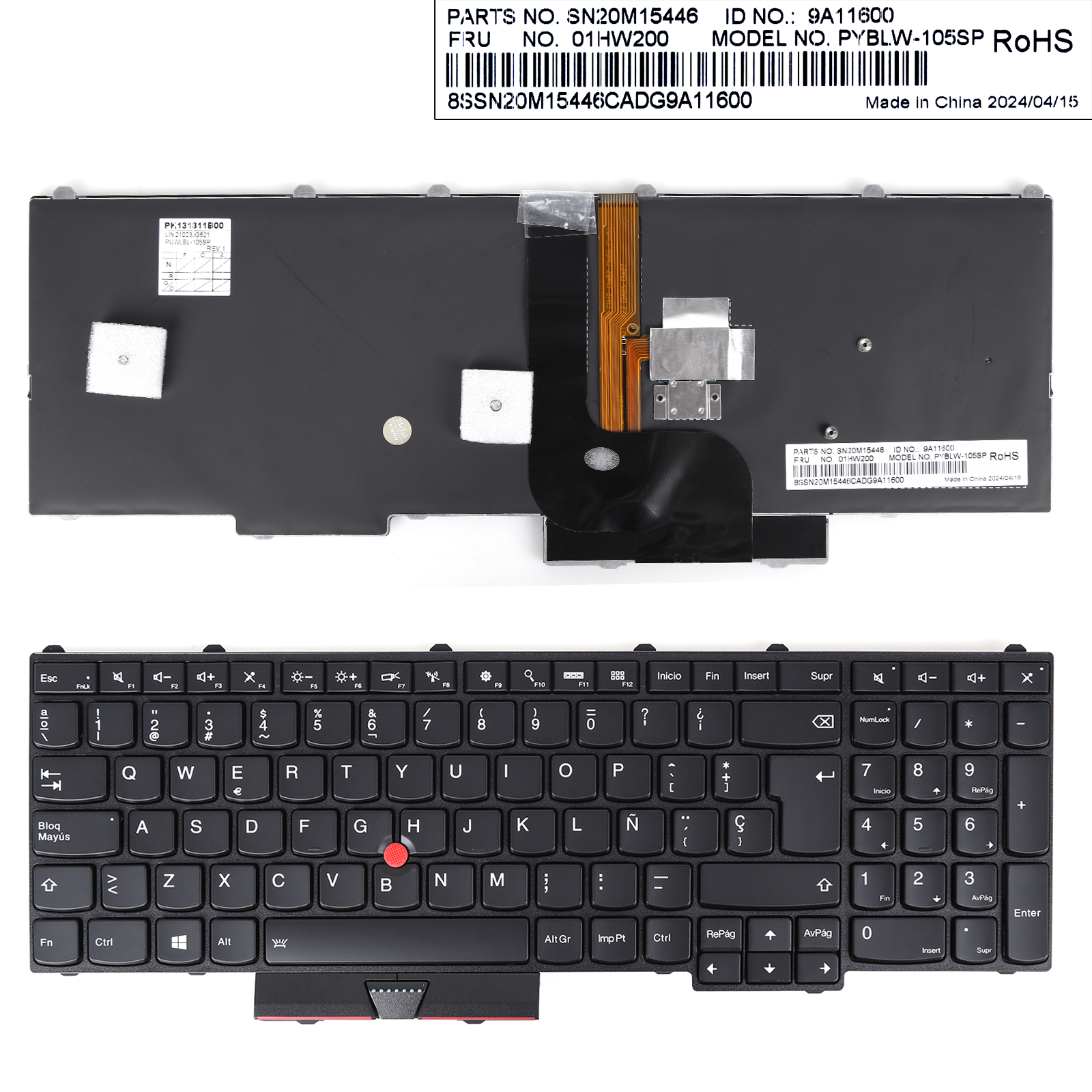 Picture of New Replacement Laptop Keyboard For LENOVO P50  P70  framed and pointed, backlit, black SP Layout