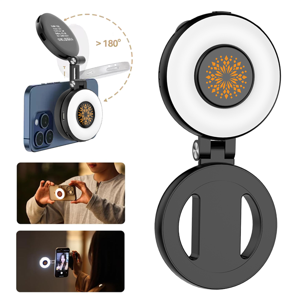 Portable handheld live-streaming photography, beauty enhancement and lighting tool with magnetic suction for mobile phones, mini pocket light