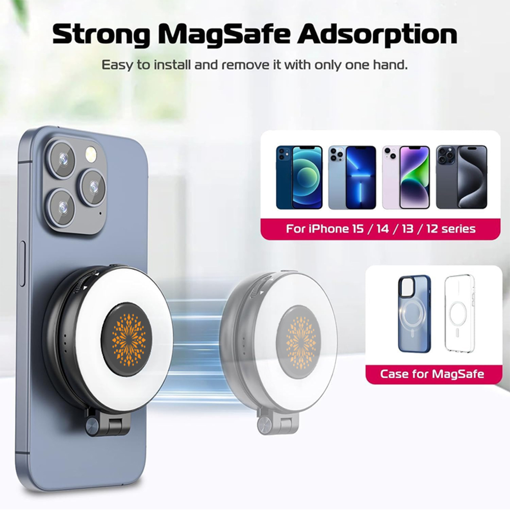 Portable handheld live-streaming photography, beauty enhancement and lighting tool with magnetic suction for mobile phones, mini pocket light view 2
