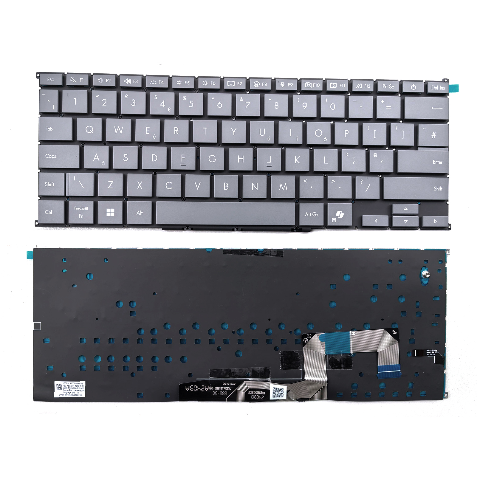 Picture of New Replacement Laptop Keyboard For ASUS Zenbook A14 UX3407 with AI key and small enter Grey Backlit Uk Layout