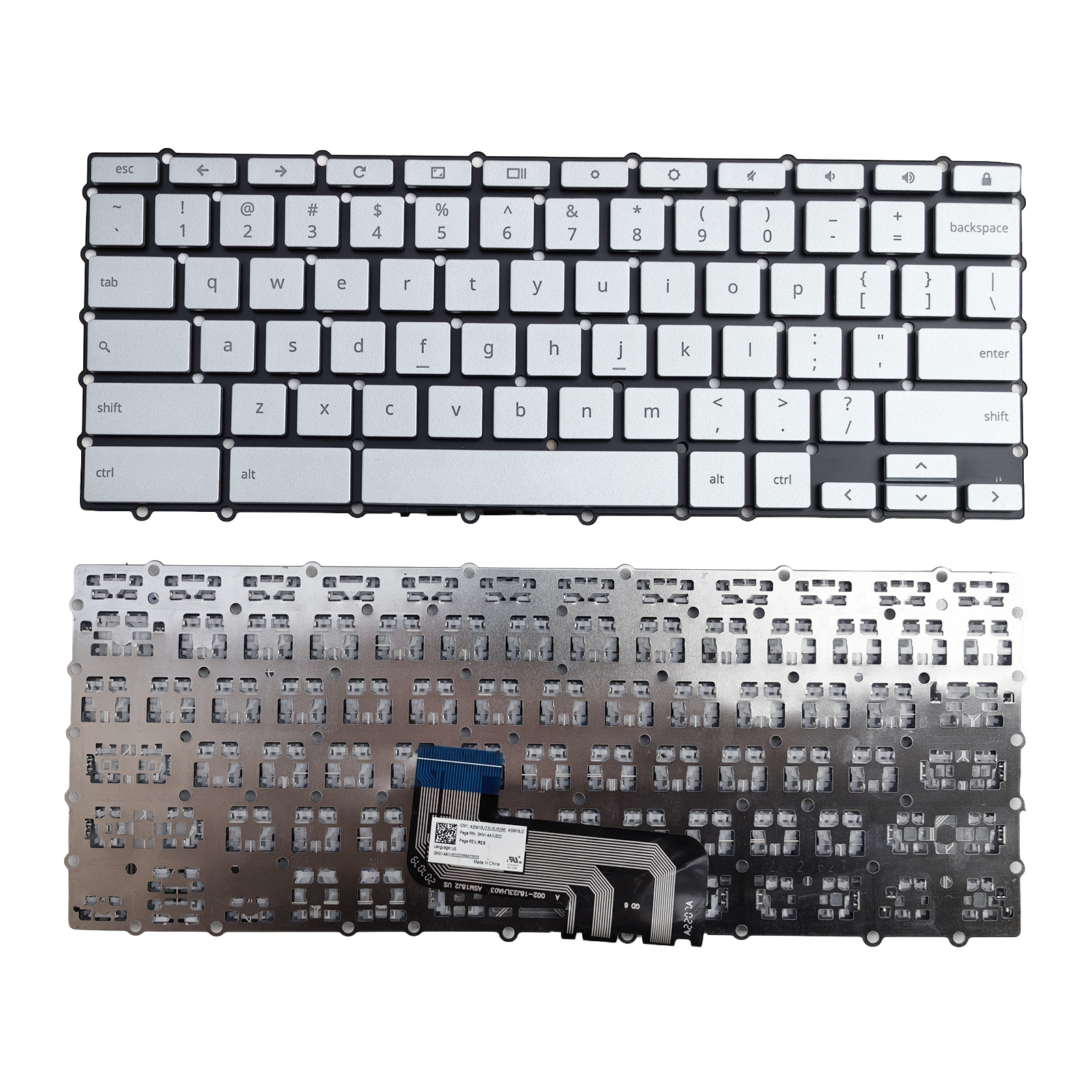 Picture of New Replacement Laptop Keyboard For ASUS C425 Chromebook C425T C425TA C433TA Google Book with Lock Translucent SILVER US Layout