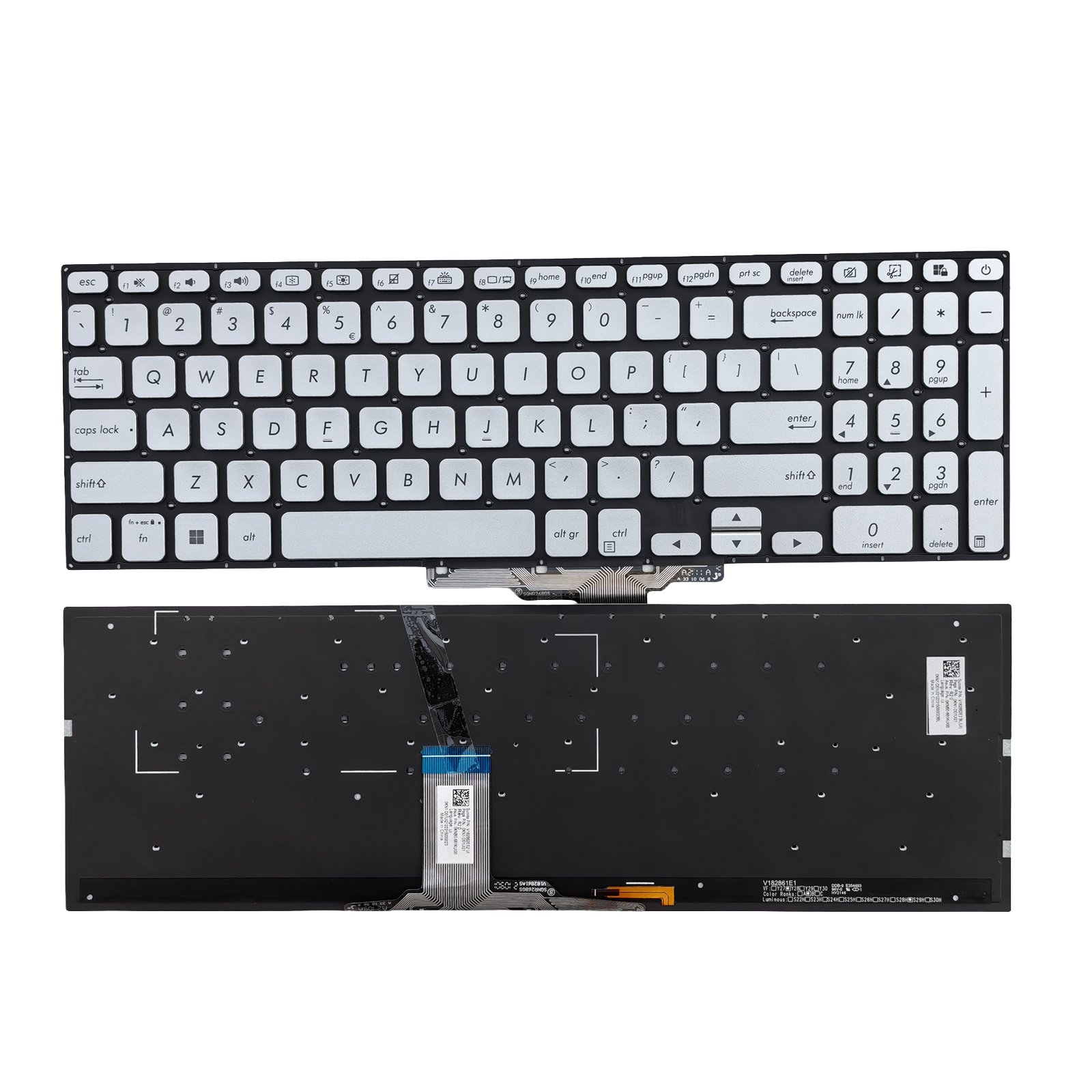 Picture of New Replacement Laptop Keyboard For ASUS X712 SILVER Backlit US Layout