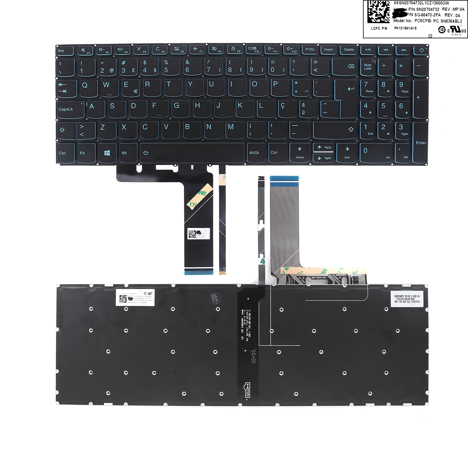 New Replacement Laptop Keyboard For LENOVO 320-15/L340-15/340C-15 with switch BLACK Backlit,Blue Printing,Blue Side PO Layout的图片