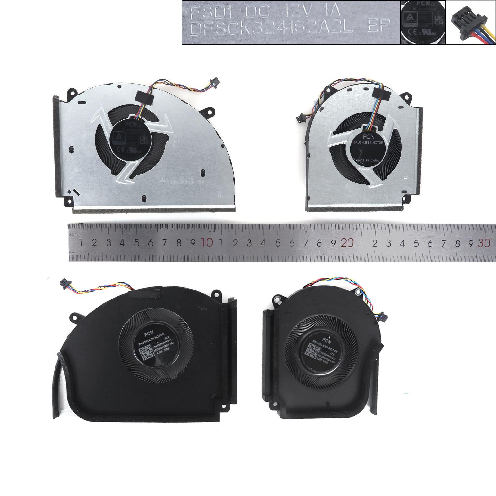 Picture of New Replacement CPU Cooling Fan For ASUS ROG Strix G18 G814J G814JI G814JV G814JU G814JZ G814JVR G814JIR G814JZR（L+R,ORG） DFSCK22D05883C FS3L DFSCK32 4162A Layout