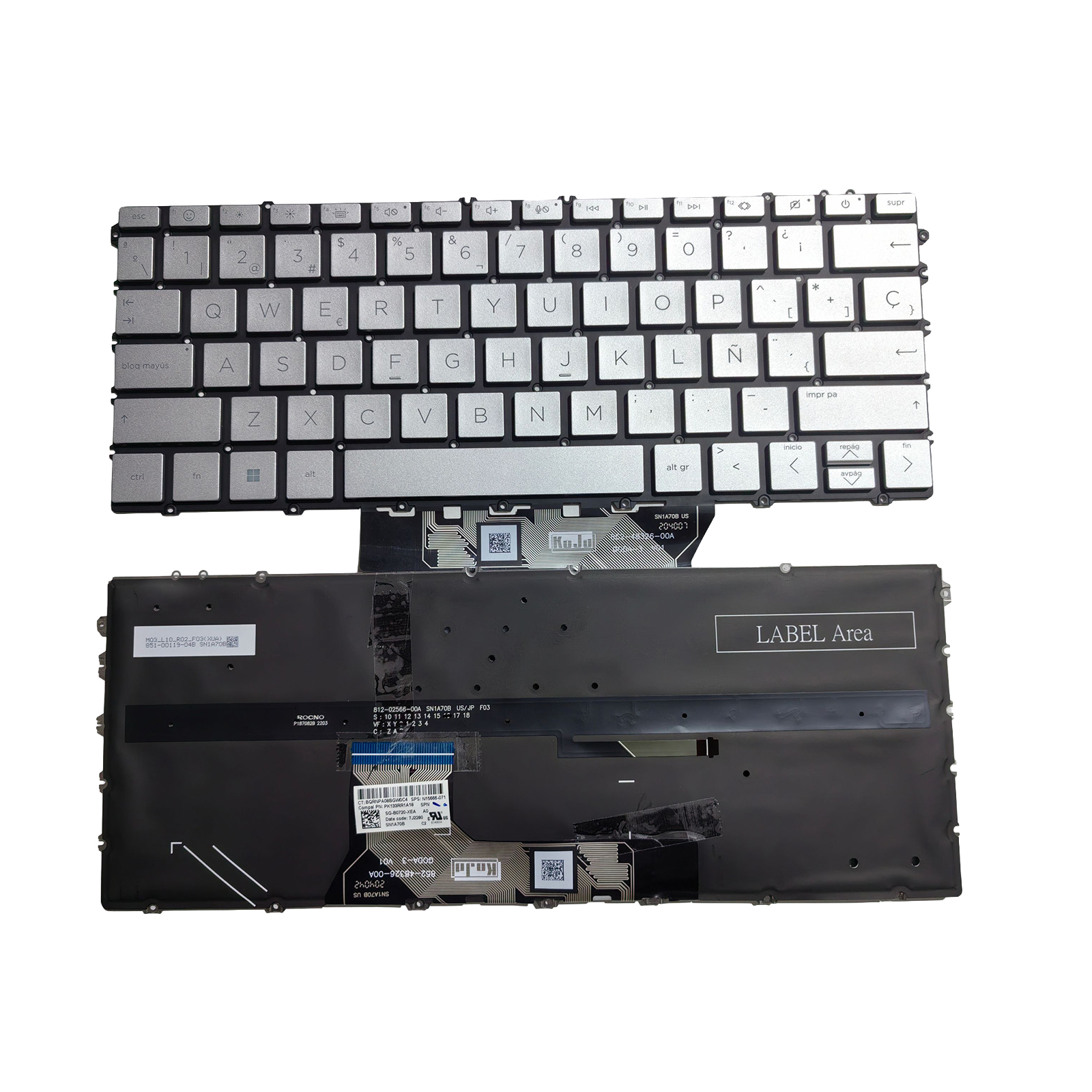 Picture of New Replacement Laptop Keyboard For HP 13-BF/16-AD small carriage return/14-FC/14-FA/16-AC/TPN-C161 SILVER Backlit Sp Layout