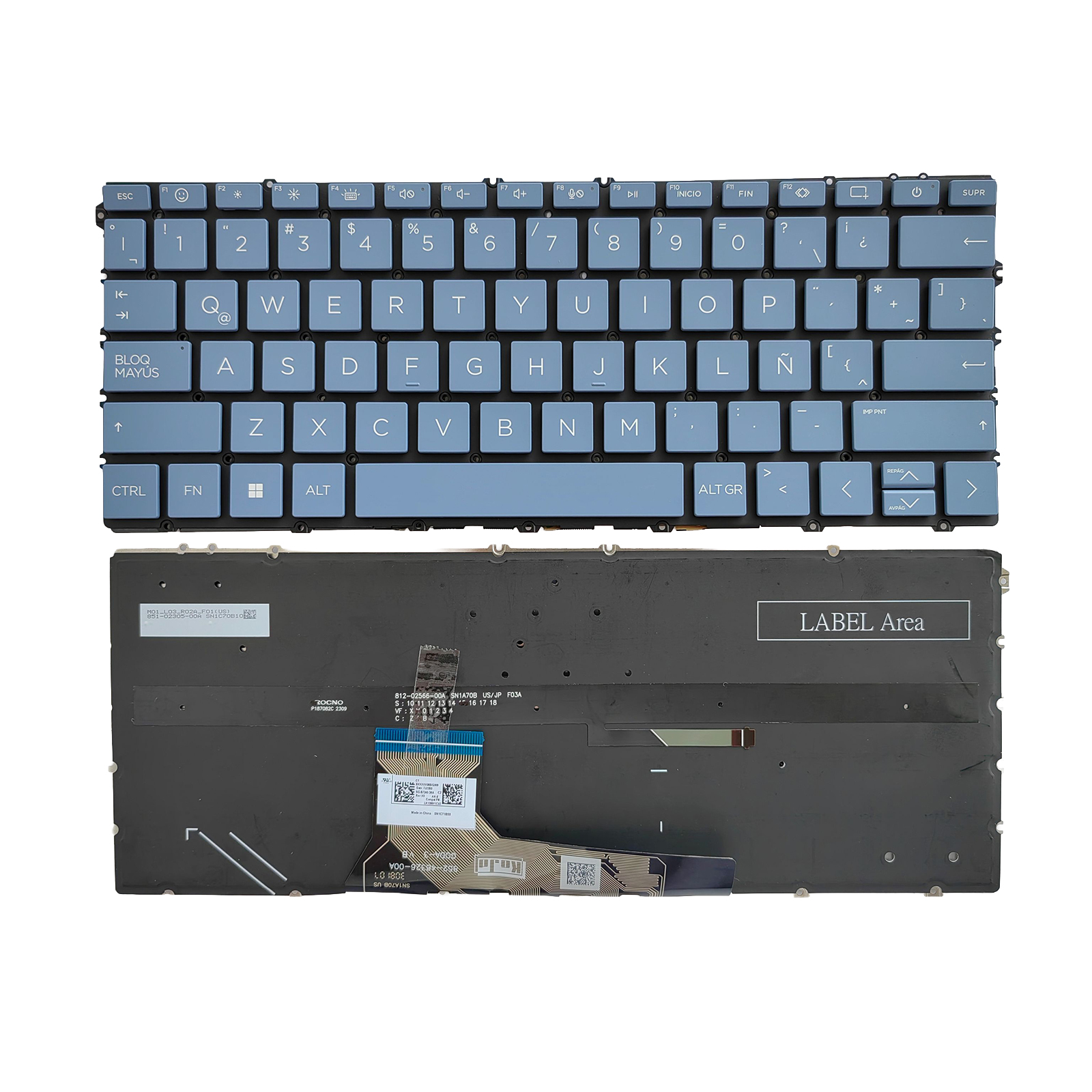 Picture of New Replacement Laptop Keyboard For HP 13-BF/16-AD small carriage return/14-FC/14-FA/16-AC/TPN-C161 Blue Backlit La Layout