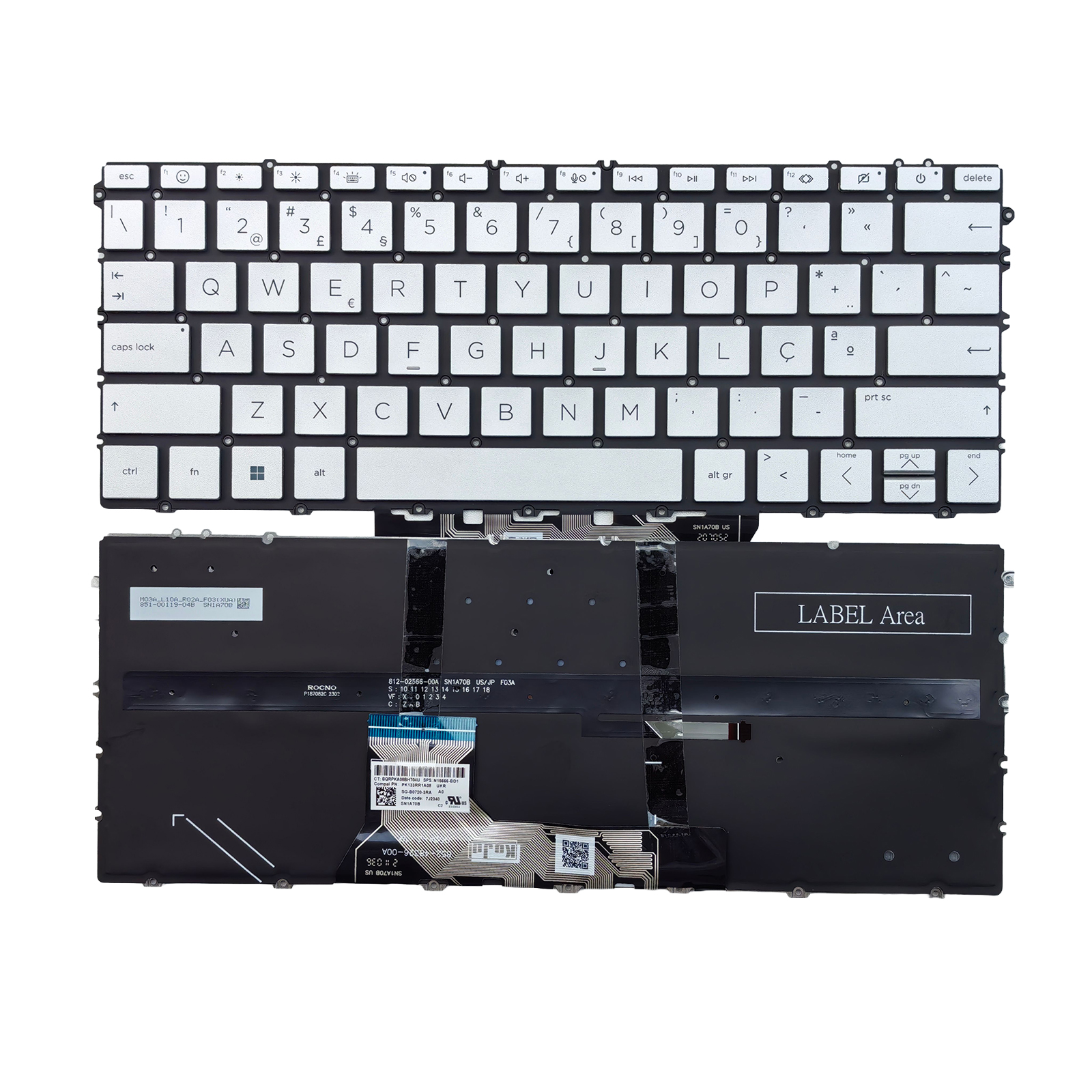 Picture of New Replacement Laptop Keyboard For HP 13-BF/16-AD small carriage return/14-FC/14-FA/16-AC/TPN-C161 SILVER Backlit PO Layout