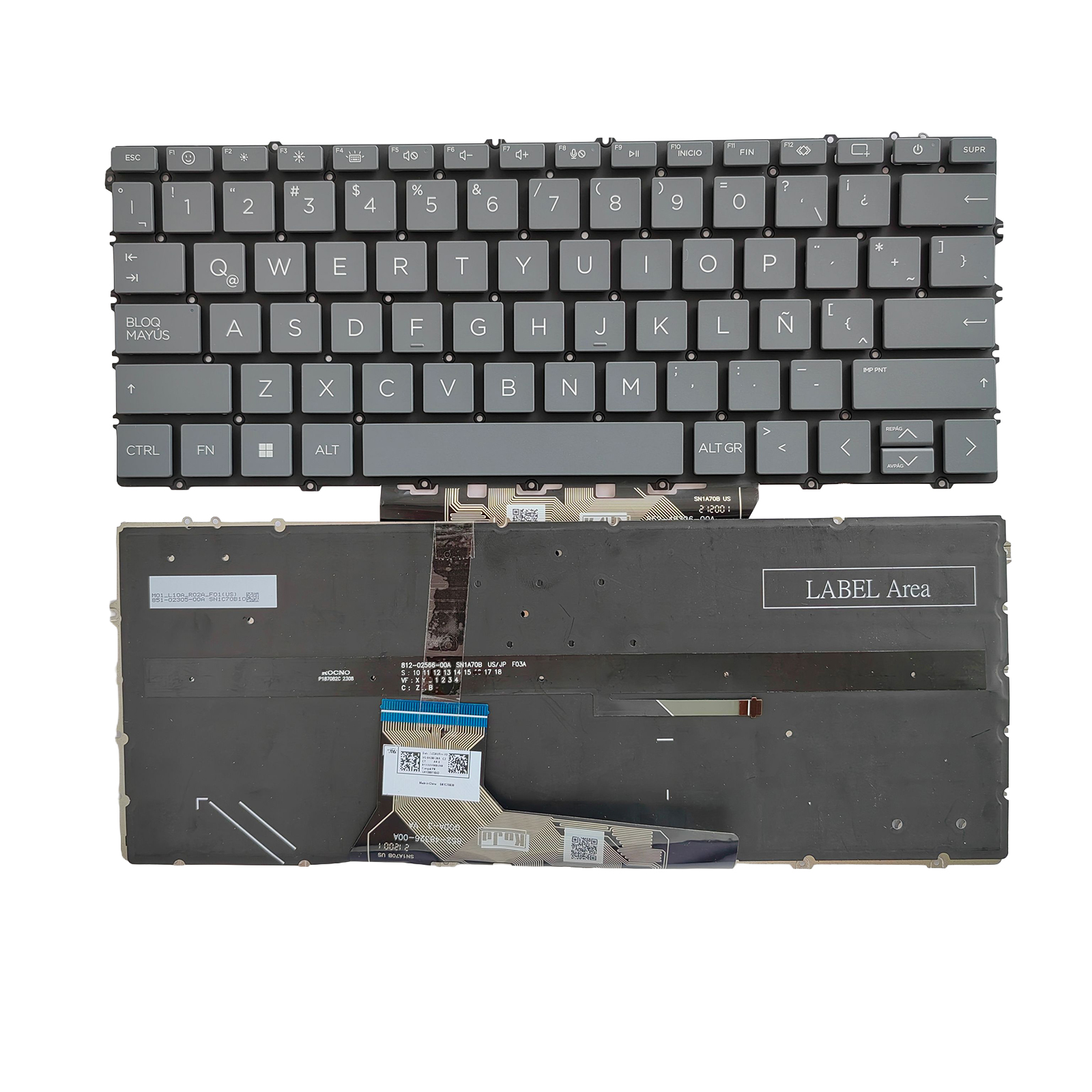Picture of New Replacement Laptop Keyboard For HP 13-BF/16-AD small carriage return/14-FC/14-FA/16-AC/TPN-C161 Grey Backlit La Layout