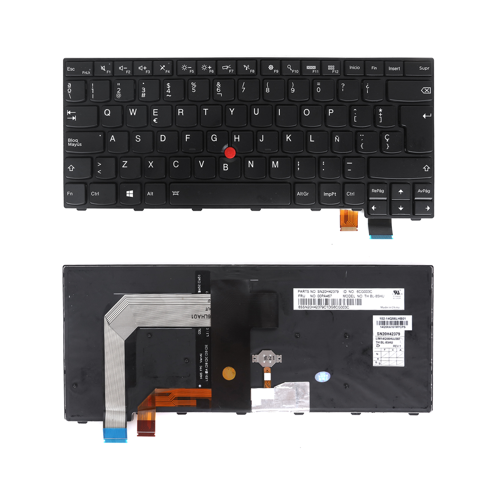 Picture of New Replacement Laptop Keyboard For IBM T460S/S2 BLACK FRAME BLACK With Point Backlit (OEM) Sp Layout